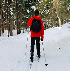 Photo of woman cross country skiing